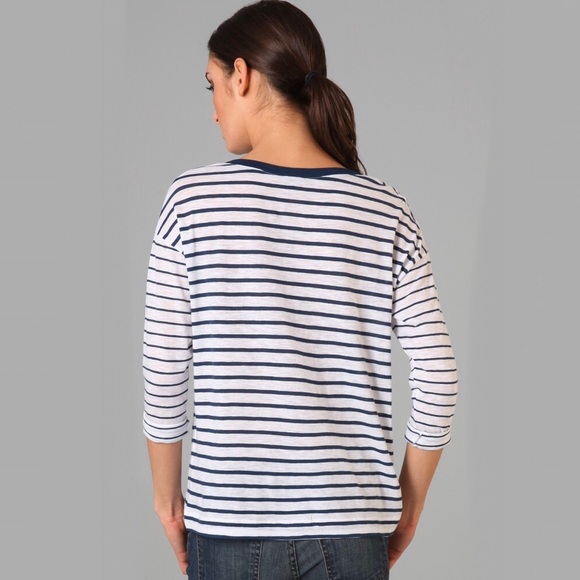 *SOLD* Vince 3/4 Sleeve Striped Pocket Tee - Picture 2 of 6